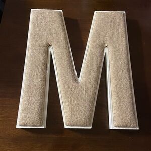 Burlap decorative m letter.